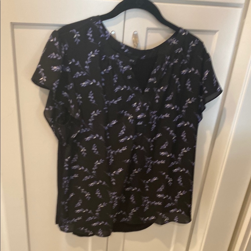 Floral Black and Purple Women's Top Fortune & Ivy